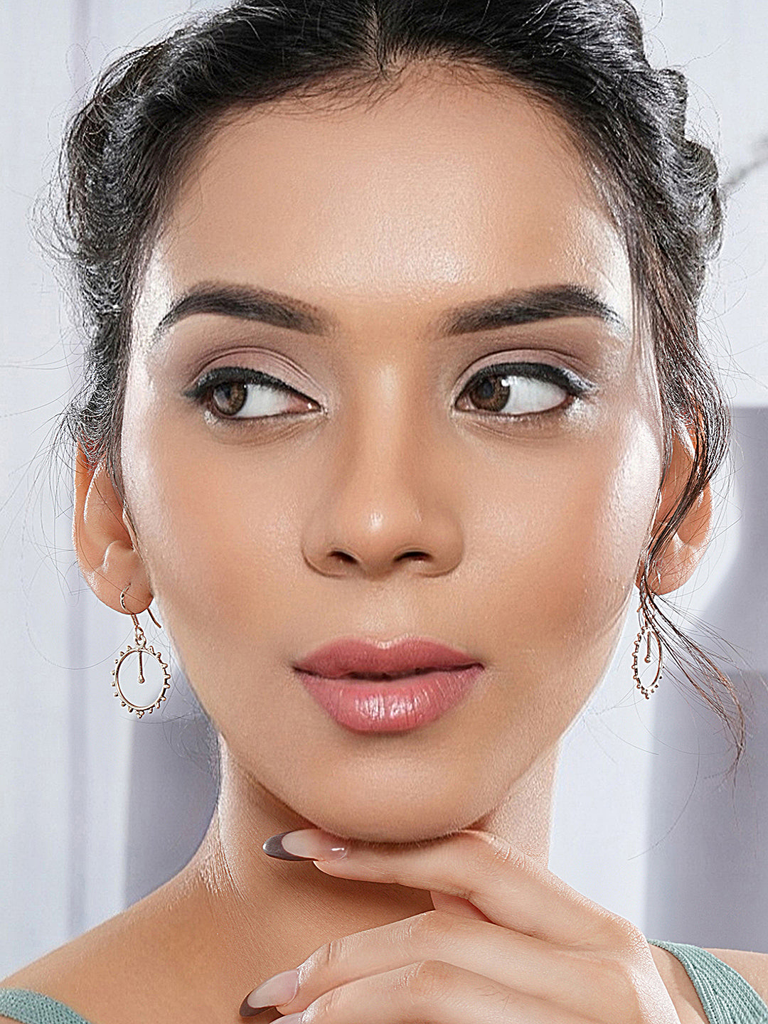 925 Sterling Silver Tribal Round Boho Minimal Drop Earrings